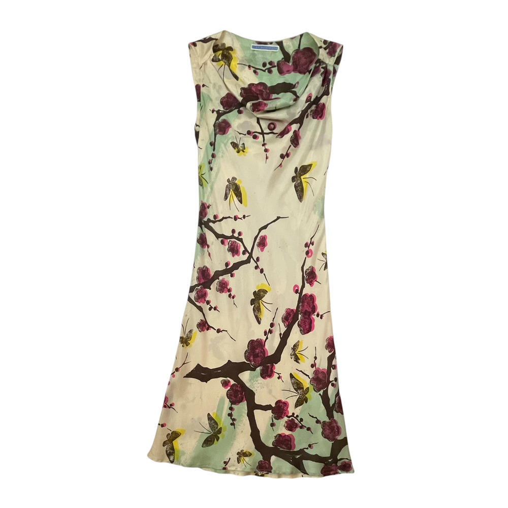 Eley Kishimoto Silk Cherry Blossom Cowl Neck Sleeveless Midi Dress - Size 4/6